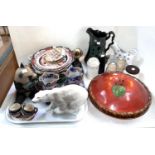 Three 19th century Real Ironstone China wall plaques, a Wedgwood Polar bear, Minton's style dishes