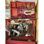 A selection of costume jewellery and watches in box