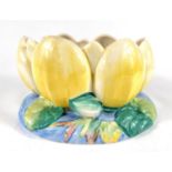 Clarice Cliff for Newport Pottery, a bowl in the form of a waterlily, printed mark, length 22 cm