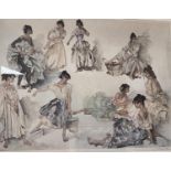 After Sir William Russell Flint, (1880-1969) "Variations on a theme" artists signed print with blind