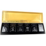 A set of 6 Zippo lighters from The Presidential Series:  George Washington; Abraham Lincoln;