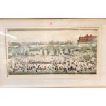 Laurence Stephen Lowry:  Peel Park, artist signed print, with blind stamp, 40 x 78cm, framed and
