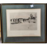 J. McNeill Whistler "Chelsea" etching 25 x 20cm framed and glazed
