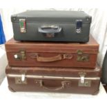 Three vintage travel cases; a limited edition print of a cat; 2 Edwardian photographic prints signed