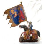 An AeroArt hand painted Russian knight on horseback with detailed banner and regalia, stamped