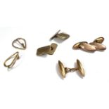 An individual 18 carat gold cufflink, 3.8gm and a selection of gilt cufflinks