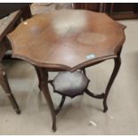 A mahogany shaped top occasional table with shelf under, another similar with octagonal top