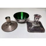 A David Anderson candlestick, stamped 830, A silver Per Martensson candlestick and a Danish bowl