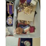 An Order of Oddfellows Manchester hall marked silver jewel, a selection of other silver and bronze