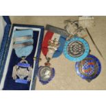 Four hall marked silver and enamel Masonic and other jewels