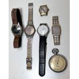 A vintage gent's services airman watch, cathedral hands with seconds, an Ingersol gent's watch, a