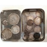 A selection of GB pre 1920 silver coins and others, 2.2oz