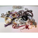 A selection of costume jewellery including beads etc. and 1950's vintage (some a.f.), clip