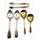 A collection of hall marked silver spoons some with enamel towns crests, Manchester some with