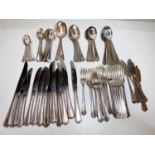 A part canteen of monogrammed silver plated cutlery (unboxed)