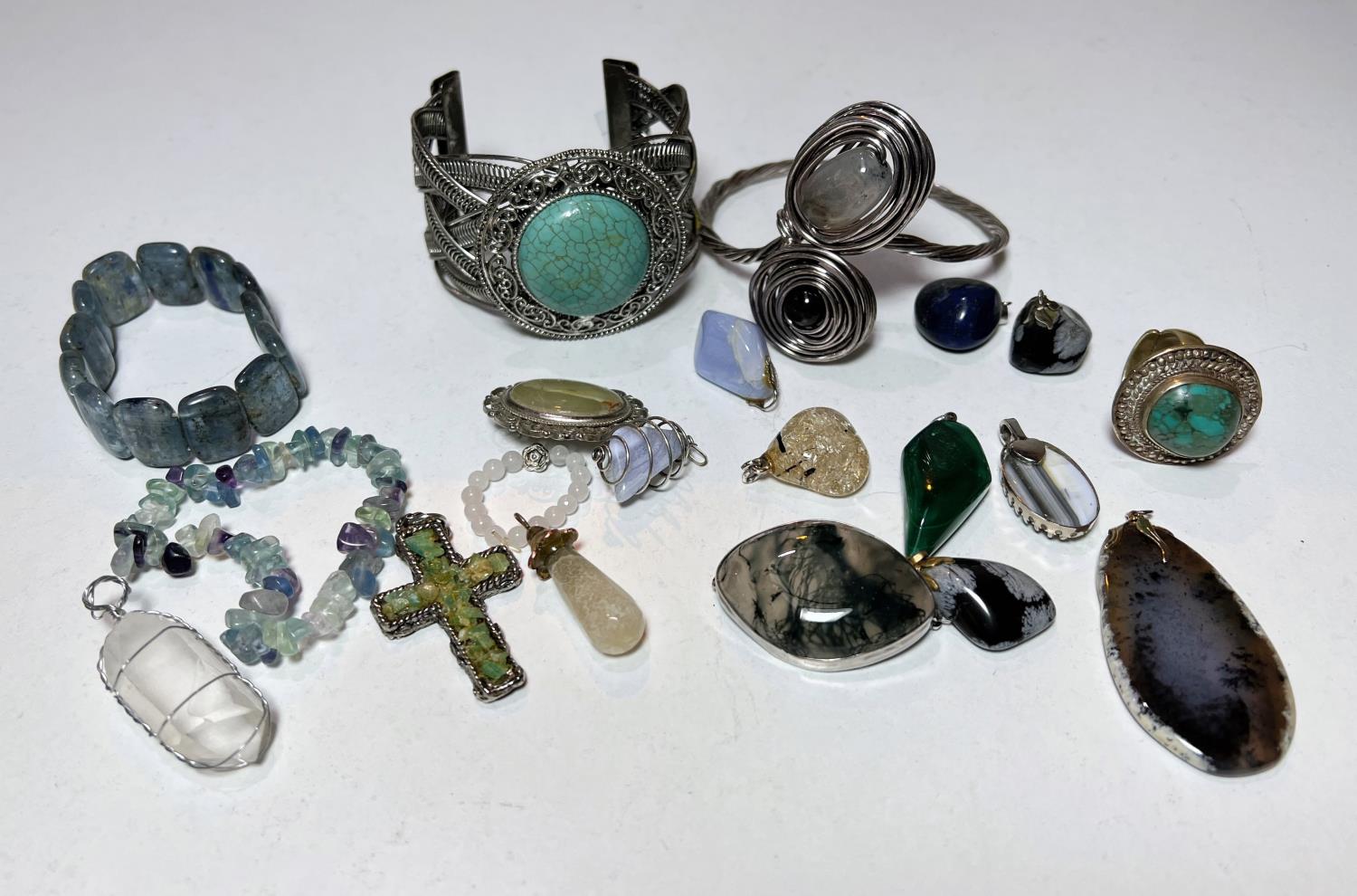 A selection of white metal jewellery, bracelets etc
