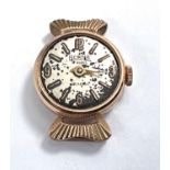 An 18ct gold cased ladies dress watch (no strap face a.f) 2.4 gms without movement