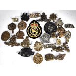 A selection of various military badges and buttons etc