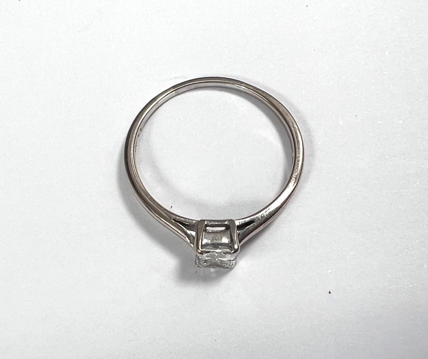 A lady's solitaire diamond ring, the square diamond approximately 0.35 carat, set in 18 carat - Image 4 of 4