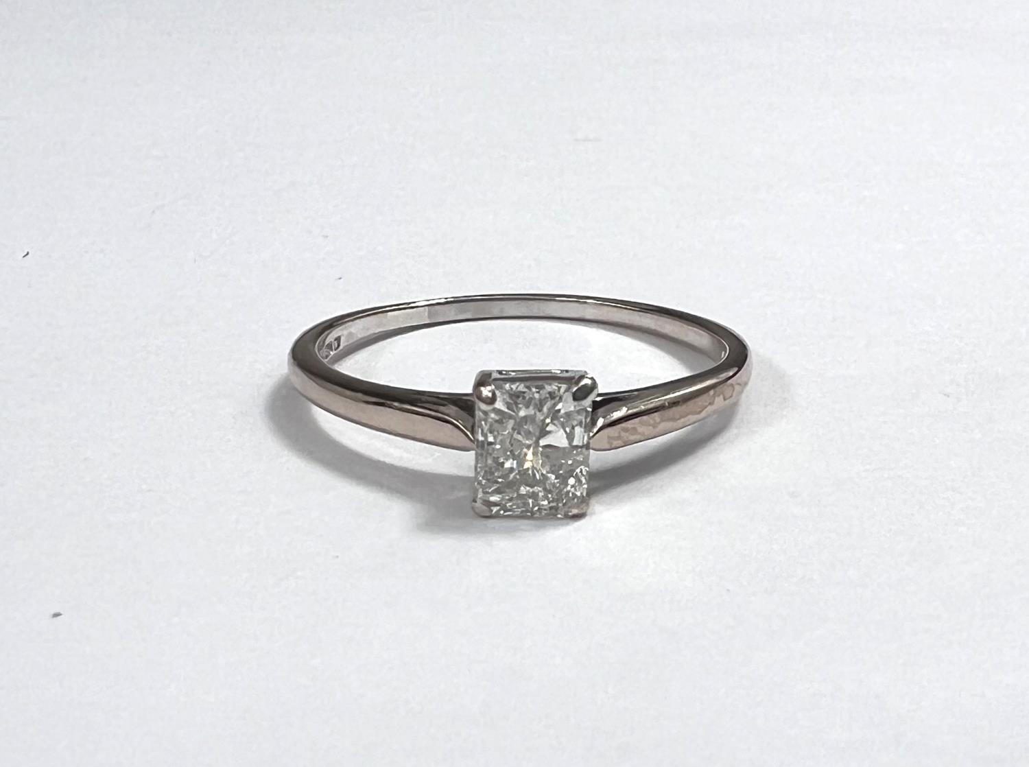 A lady's solitaire diamond ring, the square diamond approximately 0.35 carat, set in 18 carat - Image 2 of 4