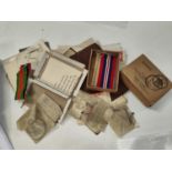 A WWII pair of medals issued to 14237733 A.BRADBURY R.A with Pay Book etc and a group of 3 medals to