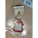 An unusual Masonic Founder hall marked silver gilt jewel Ark Chapter No 6594, with enamel Hebrew