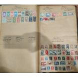 A large album of stamps, mainly pre-war European and World with hand written notations etc