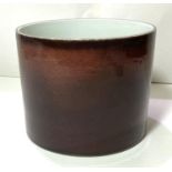 A large Chinese porcelain brush pot, powdered sang de boeuf glaze 19cm diameter, height 16cm