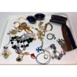 A collection of costume jewellery etc, necklaces beads etc