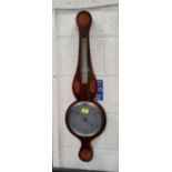 An Edwardian inlaid mahogany barometer with thermometer