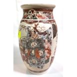 A Japanese Meiji period satsuma vase with male and female figure decoration in panels, height