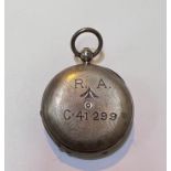 A military hunter pocket watch in hallmarked silver case, R.A. C41299
