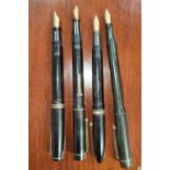 Four vintage fountain pens "The John Bull Pen", "The John Bull Pen No 2", a Swan Leverless pen and a