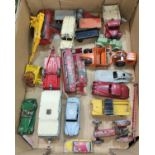 A selection of vintage Dinky and other diecast vehicles loose, Massey-Harris, Jaguar etc