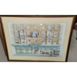 An architectural pencil and ink drawing of Fortnum and Mason in the early 20th century, framed and