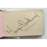 An autograph album with various mid 20th century autographs, David Niven, Tommy Handley etc