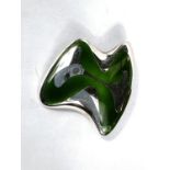 Georg Jensen:  a modernist abstract brooch in silver and green enamel, numbered 315, stamped  H.