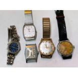 Six gent's mid 20th century vintage watches, one a boxed Lorus