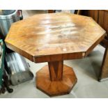 An early 20th century Deco style Eastern/Continental occasional table on pedestal with octagonal