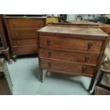 A 1930's 4 height oak chest of drawers; a similar 3 height chest of drawers.