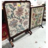 A needlework firescreen/occasional table; another firescreen