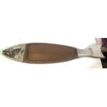 A large Salmon/fish platter/server with fish head and tail and wooden central board, length 89cm