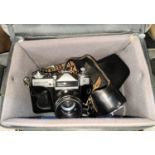 A Zenet camera and a selection of cameras and collectables