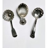 2 shell bowl hallmarked silver caddy spoons Exeter 1831 and Birmingham 1991; a hallmarked silver