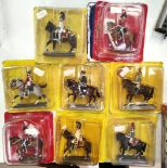 Eight Del Prado and other blister packed soldiers on horse back metal painted