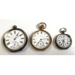 A gent's open faced key wound pocket watch in white metal, stamped '935'; an Egin gold plated pocket