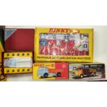 Four Dinky Toys reproduction boxed items, three vehicles, 435 Bedford TK Tipper, 588 and 25 a Milk