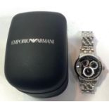 A boxed Emporio Armani Meccanico automatic gent's wristwatch with stainless steel bracelet