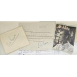 A signed typed note from actor Dirk Bogarde, a signed picture by Dirk Bogarde dated '49 and a