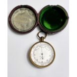 A 19th century pocket barometer in original leather case, by Blackham & Son, Wolverhampton
